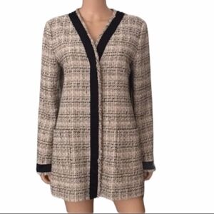 Ann Taylor Elegant Tweed Jacket with Black Trim Size Medium